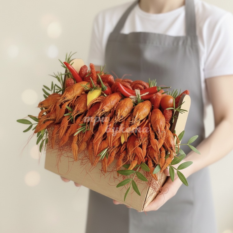 Раки и колбаса в ящике